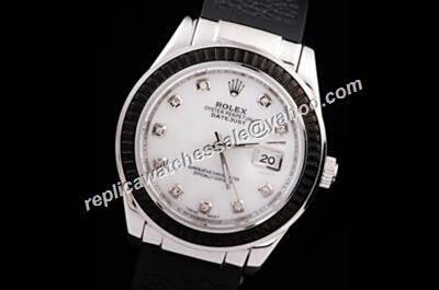 Rolex 16233 Mens 39mm Diamonds Markers Datejust White Dial Watch 