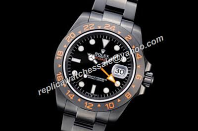 Rolex Mens 2165701 Pro-Hunter Explorer Ii Orange Hand All Black Gmt Watch 
