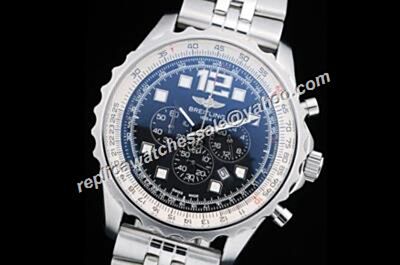 Breitling Navitimer Chrono Series Black Gents Stainless Steel 24 Hours Date Watch 