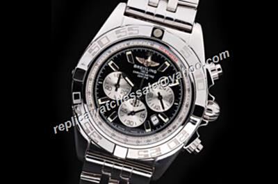 Breitling Chronomat 44GMT Silver SS 24 Hours Date Chrono Watch 