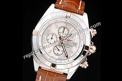 Breitling 41MM Chronomat Leather Strap 24 Hours Date Chrono Watch 