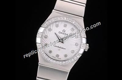 Swiss Omega Constellation Diamond Set  Women's 123.15.35.20.52.001 Silver  Watch 