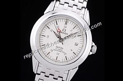 Omega De Ville GMT Automatic Co-axial Mens White Gold Date Watch 