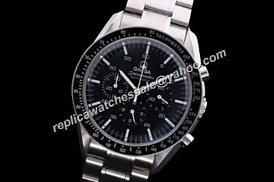 Omega Speedmaster Racing Chronograph design Black Dial Silver Bracelet  Watch