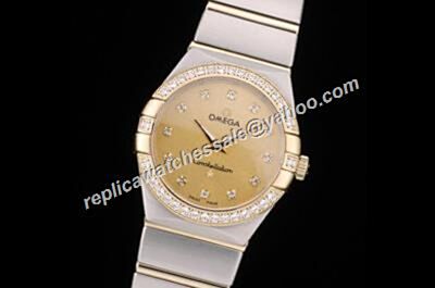 Omega Constellation Yellow Mop Swiss Ref 123.25.38.21.58.001Steel Bracelet Women's Watch 