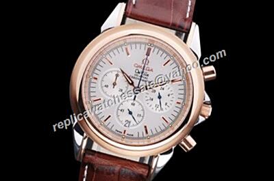 Omega De Ville Co-axial Chronograph 4842.20.32 Rose Gold Bezel Stainless steel Case 24 Hours  Watch 