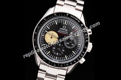 Rep Omega Speedmaster Racing Gmt Chronometer  White Gold Date Black SS Watch