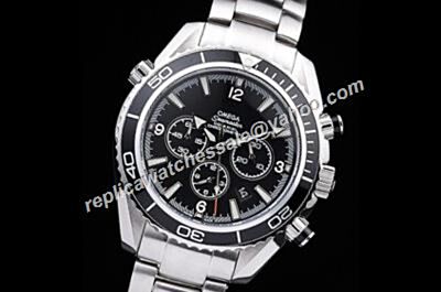 Omega Seamaster 300m Chronograph Black Bezel 44MM Silver Watch 