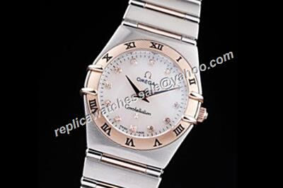 Omega Constellation Ladies Diamond Markers Two-tone  White Mop Rep Watch 