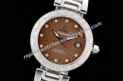  Omega De ville Ladymatic Diamonds Bezel 425.60.34.20.63.001 Brown Silver Watch 