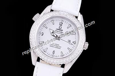 Girls' Omega Seamaster 600m All White Diamond Bezel  Date Silver Watch 