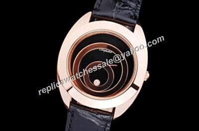 Chopard Happy Diamonds Ref  207060-0001  Leather Strap 2-Tone Face Watch 