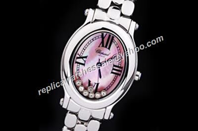 Chopard Happy Diamonds Oval Pink Mop face  Silver Bracelet 30mm  Watch 
