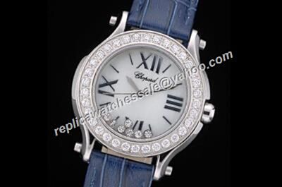 Chopard Happy Diamonds White Gold Ladies Diamonds Bezel Date Watch 