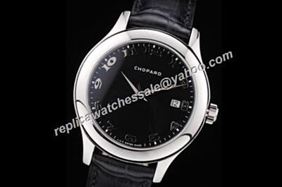 Chopard L.U.C  Silver Bezel Automatic Women'sDate Leather Strap  Watch 