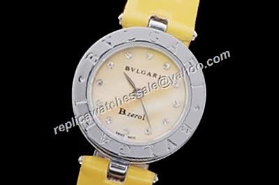 Bvlgari B.Zero1 Silver SS Case  25mm Ladies Diamonds Scale Yellow Watch 