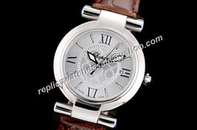 Chopard Imperiale  Silver Steel Quartz Brown Leather Strap Watch 