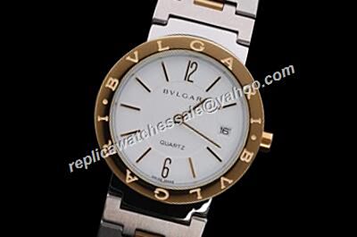 Ladies Bvlgari.Bvlgari Ref BB33WSGD/N 18k Gold Bezel White Date Watch 