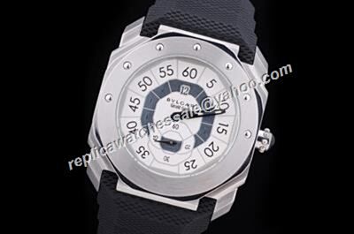 Bvlgari Octo minute repeater Velocissimo Silver Stainless Steel Rubber Band Watch 