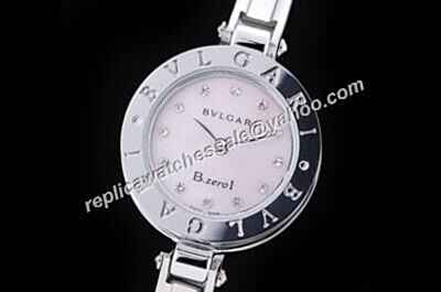 Bvlgari B.Zero1 White Gold Ladies Diamonds Scale 24mm Pink Watch 