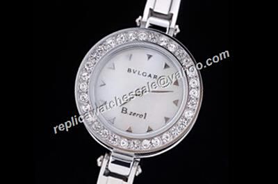 Bvlgari B.Zero1 Diamonds Bezel 24mm Silver Bracelet   Watch 
