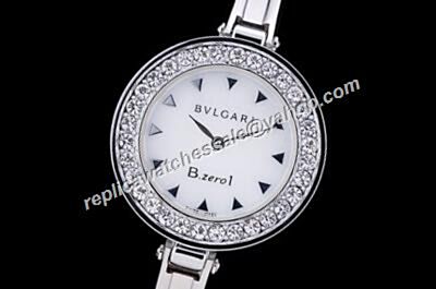 Bvlgari B.Zero1 Quartz 28mm Diamond Bezel Women's Silver Wristband Watch 