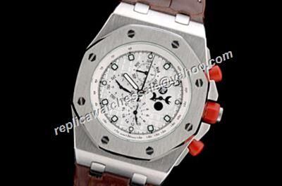 AP Offshore Singapore 2008 Ltd.Edition Moonphase Annual Calendar Chronograph Silver Watch 