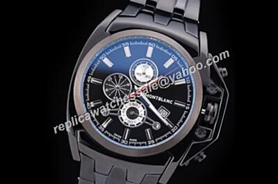 2017 Montblanc Star Classic Chronograph  Royal Blue Carbon Black Bracelet Watch 