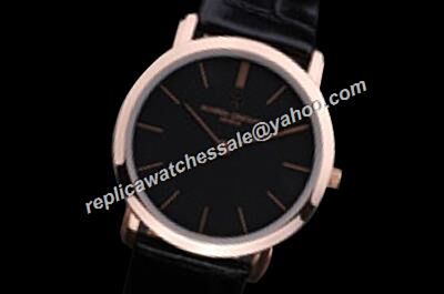 Vacheron Constantin  Rose Gold Bezel Patrimony Quartz 40mm Black Watch 