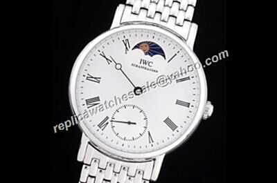 IWC Ref IW544803 Schaffhausen Portofino Moon Phase 45mm Silver Watch