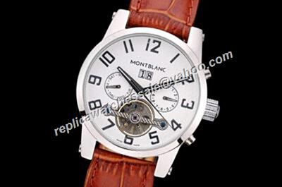 Montblanc Tourbillon Chronograph Design Automatic Day Date Silver Men's Watch 