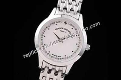 Vacheron Constantin Diamond Patrimony NO Date Silver SS Bracelet Watch