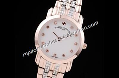 Vacheron Constantin Diamonds Markers Patrimony Rose Gold 2 tone Bracelet Watch