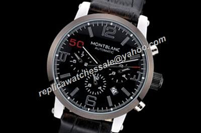 Montblanc U0102365 Carbon Black Bezel Timewalker Chronograph Boy's 43mm Day Date Watch 