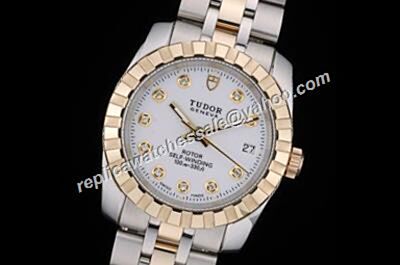Ladies Tudor Classic Ref  15833-50133 26mm Diamonds Markers Date Gold Watch 