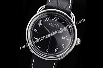 Men Swiss Made Hermes Arceau Automatic TGM 41mm Ref 035185WW00 Black Watch Rep HMS024