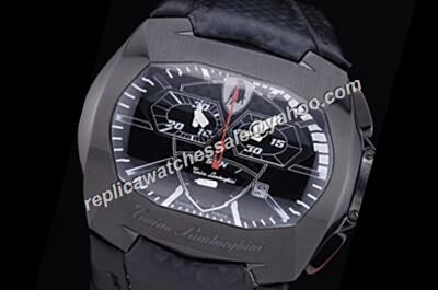 Tonino Lamborghini Spyder GT1- 800S Chronometer Black PVD Steel Battery Black Watch