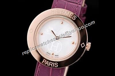 Ladies Hermes Passe Passe Special 32mm Wine-Red Leather Strap  Watch