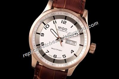 Mido Multifort Automatic 42mm Gents Brown Strap Day Date Watch 