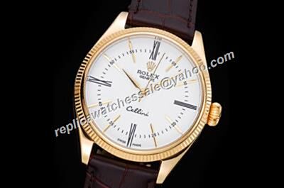 18 K Ref 50505 Gold Rolex Cellini White Face 40mm Watch 