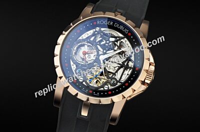 Roger Dubuis Excalibur Double Tourbillon Ref RDDBEX0422 Automatic Black Rubber Watch
