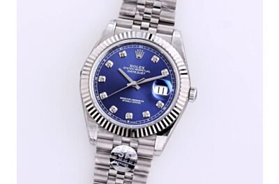 New Rolex Datejust Oyster Perpetual Datejust 41 Blue Dial Punctual Time Scale Stainless Steel Pit Pattern Bezel Watch 126334