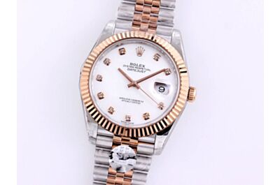 High-End Rolex Oyster Perpetual Datejust Rod-Shaped Hour Marker Pit Pattern Bezel Stainless Steel Bracelet Watch 126334