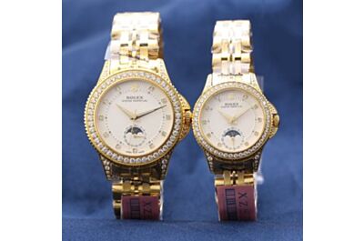 2021 Latest Rolex Custom Movement Stainless Steel Material Swarovski Diamond Bezel Moon Phase Couple Watch