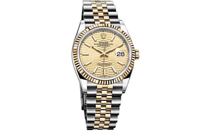 Rolex Men's Oyster Perpetual Datejust Gold Pit Pattern Dial Commemorative (Jubilee) Strap Watch 126233