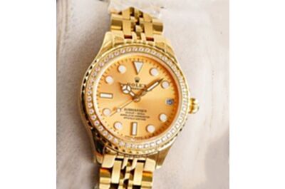 Ladies Newest Rolex Datejust Series Gold Stainless Steel Electroplated Strap Inlaid Zircon Bezel Mechanical Watch