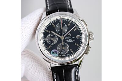 Breitling Premier Black Dial White Tachymeter Scale Minute & Hours Counters Second Subdial Date Window Watch