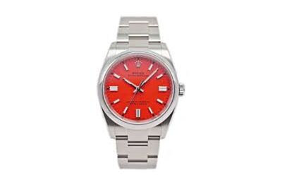 High End Rolex Oyster Perpetual Red Dial Parallel Bars Hour Markers Oyster Strap Men's Elaborate  Watch 126000