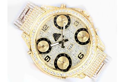  Jacob & Co Five Time Zone  Diamond Bezel World Time Gold Watch