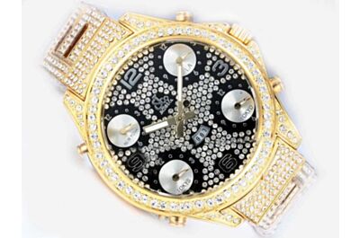 Jacob & Co Five Time Zone 18k Gold Diamond Date Jewelry Watch